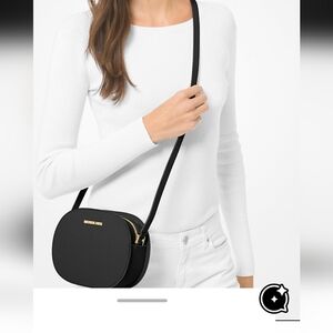 New Michael Kors Black  Oval  Jet set Crossbody Bag
